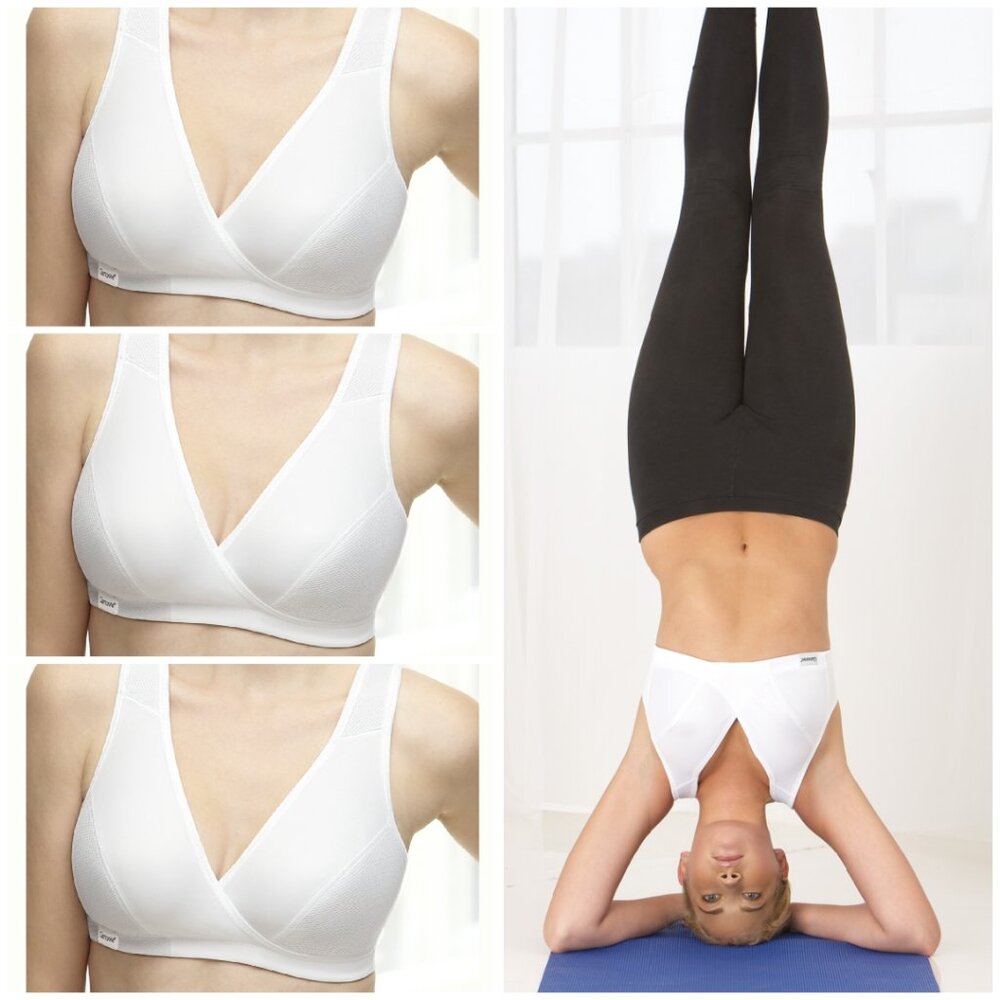 Set of 3! 36B 36C Glamorise SPORT Bra (MOISTURE-WICKING) LOW-IMPACT White NEW